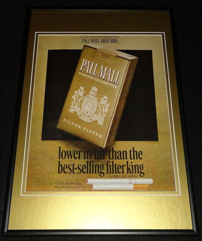 1972 Pall Mall Famous Cigarettes Framed 12x18 ORIGINAL Advertisement B