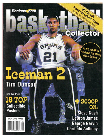 VINTAGE Aug 2003 Beckett Basketball Magazine Tim Duncan Ice Throne