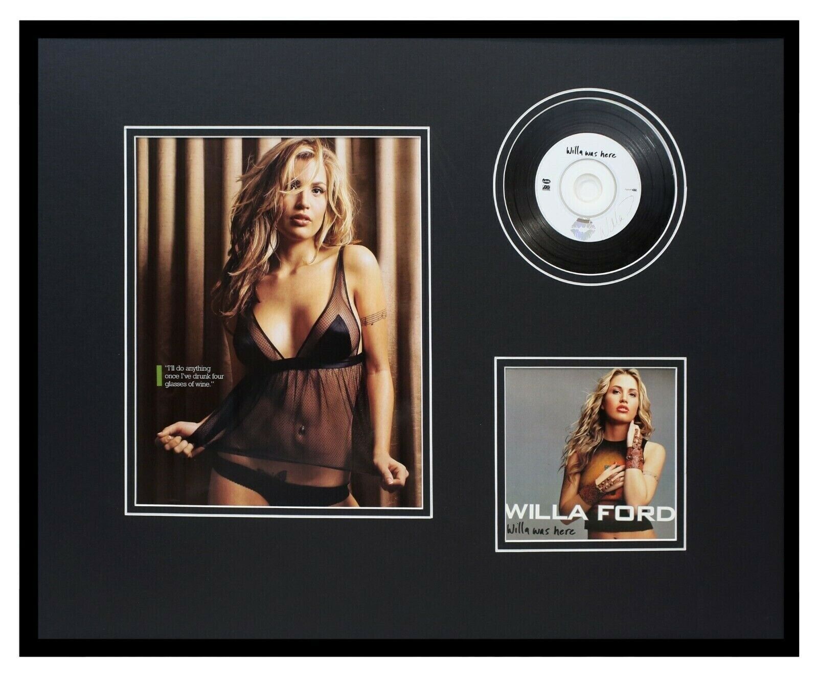 Willa Ford Framed 16x20 Willa Was Here CD & Lingerie Photo Display