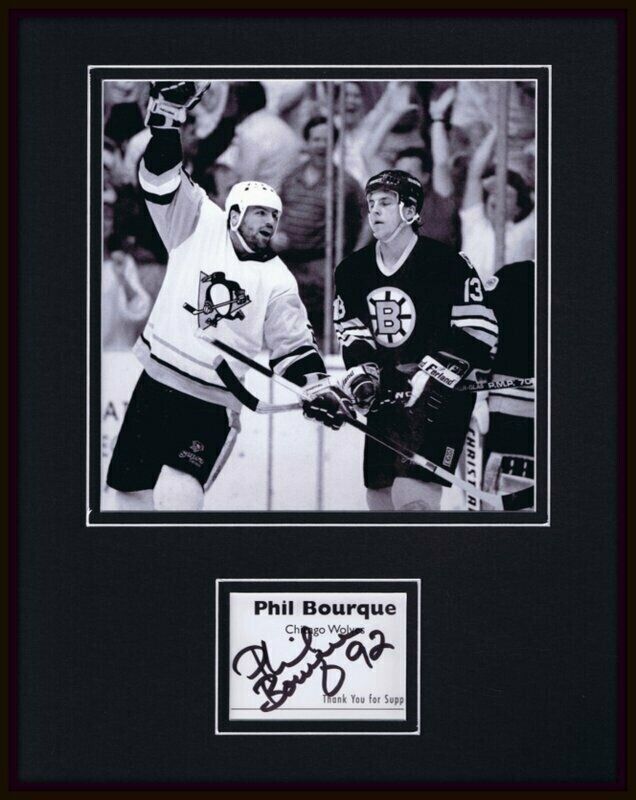 Phil Bourque Signed Framed 11x14 Photo Display Penguins