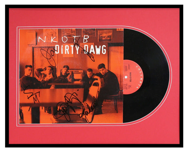 New Kids on the Block Group Signed Framed 1994 Dirty Dawg Record Album Display