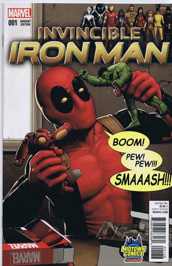 Invincible Iron Man Vol 2 #1 B Deadpool Midtown Excl John Tyler Christopher 