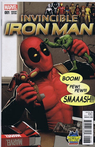 Invincible Iron Man Vol 2 #1 B Deadpool Midtown Excl John Tyler Christopher 