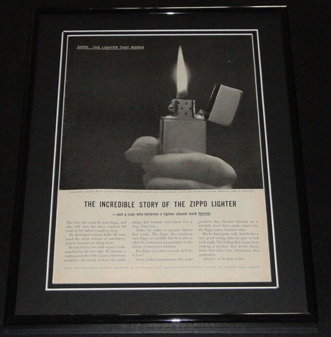 1958 Zippo Lighter 11x14 Framed ORIGINAL Vintage Advertisement