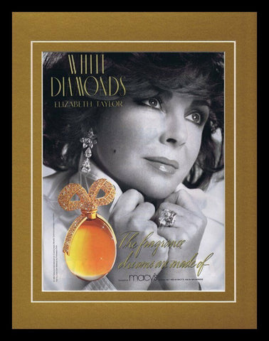 1991 Elizabeth Taylor White Diamonds 11x14 Framed ORIGINAL Vintage Advertisement