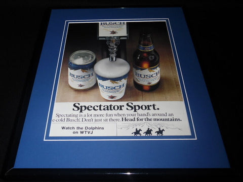 1980 Busch Beer / Miami Dolphins Framed 11x14 ORIGINAL Vintage Advertisement 