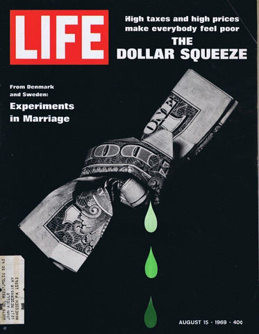 ORIGINAL Vintage Life Magazine August 15 1969 Dollar Squeeze