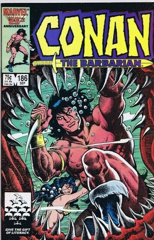 Conan the Barbarian #186 ORIGINAL Vintage 1986 Marvel Comics GGA