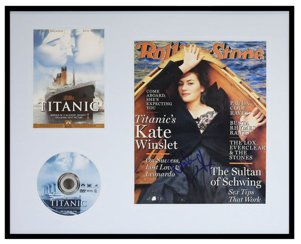 Kate Winslet Signed Framed 16x20 Rolling Stone Cover & Titanic DVD Set