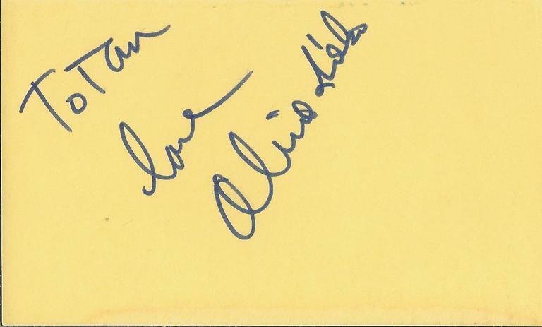 Olivia D'Abo Signed Vintage 3x5 Index Card JSA Wonder Years