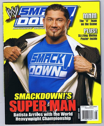 ORIGINAL Vintage August 2005 Smack Down Magazine Batista