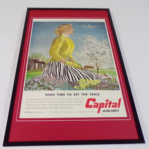 1953 Capital Airlines Framed 11x17 ORIGINAL Vintage Advertising Poster