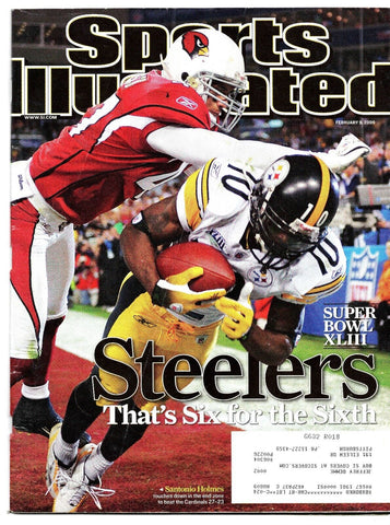 Feb 9 2009 Sports Illustrated Magazine Santonio Holmes Steelers Super Bowl 43