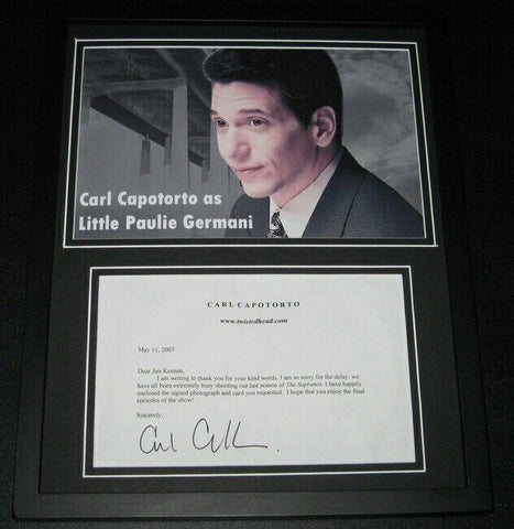 Carl Capotorto Signed Framed 11x14 Letter& Photo Display Sopranos