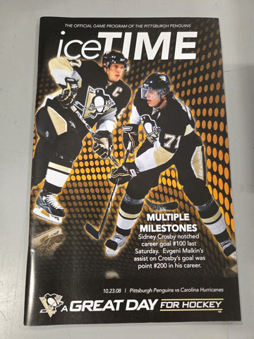 Oct 23 2008 Hurricanes @ Penguins Program Evgeni Malkin Sidney Crosby Goals