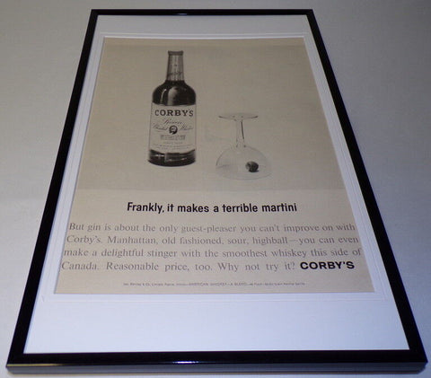 1963 Corby's Whiskey Framed 11x17 ORIGINAL Vintage Advertising Poster