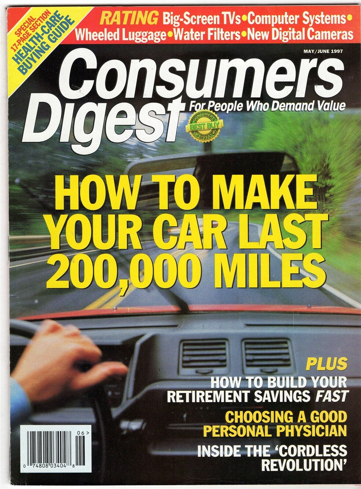 VINTAGE May 1997 Consumers Digest Magazine How to Make Car Last 200K Miles