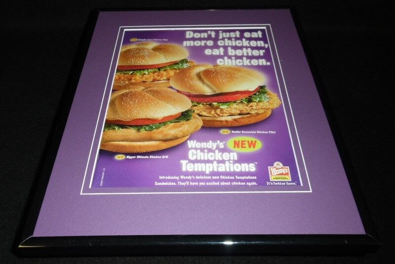 Wendy's 2004 Chicken Sandwiches 11x14 Framed ORIGINAL Advertisement 