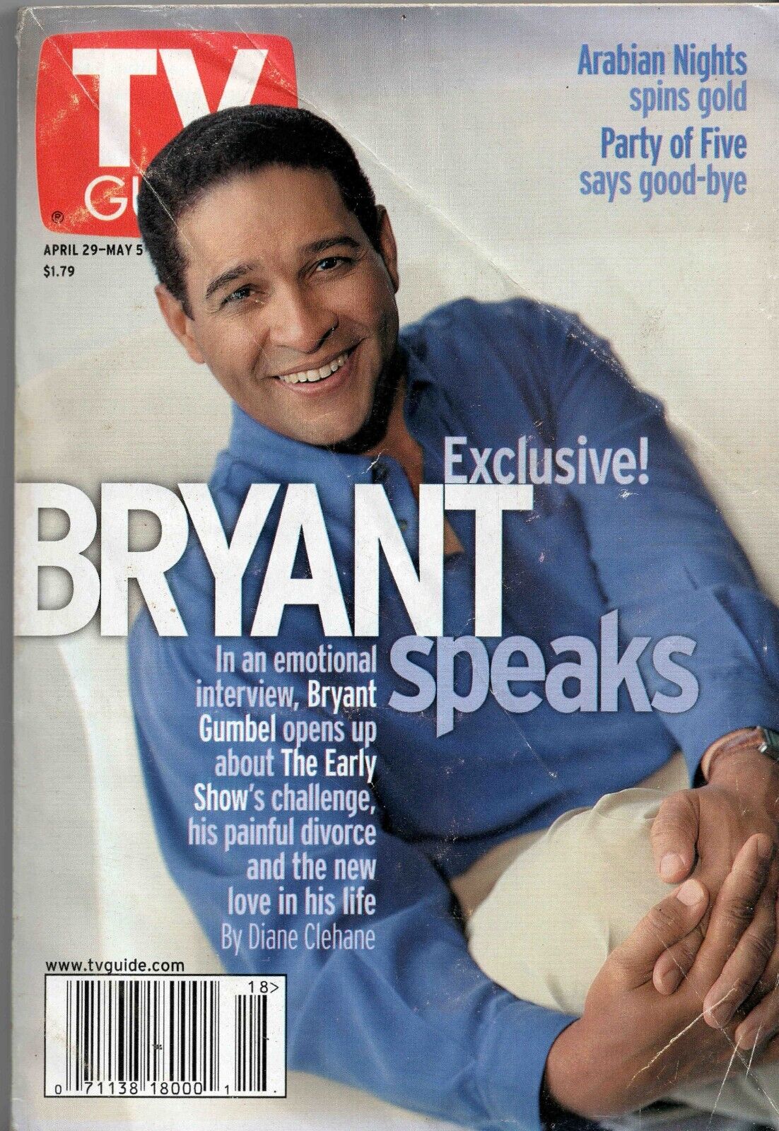 Apr 29 2000 TV Guide Magazine Bryant Gumbel 1st Solo Cover