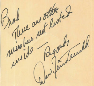 Dow Finsterwald Signed Note Card JSA COA Golfer