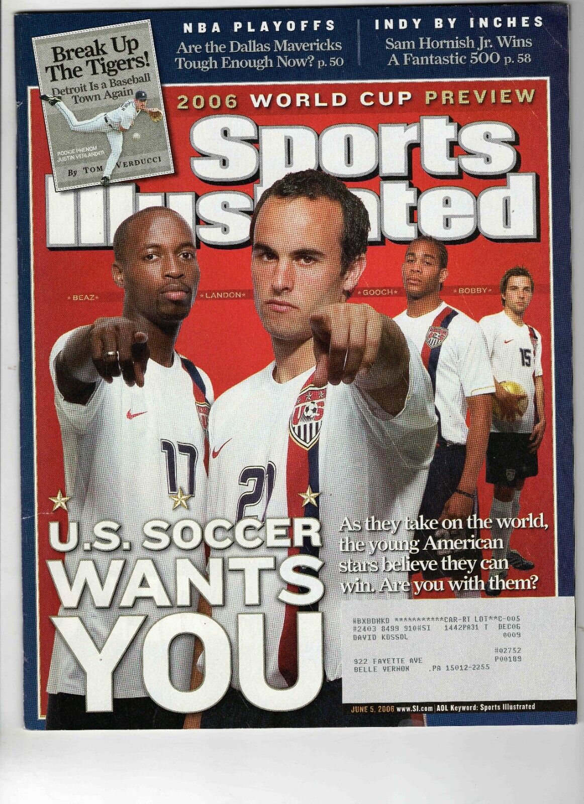 June 5 2006 Sports Illustrated Magazine USA Soccer Landon Donovan