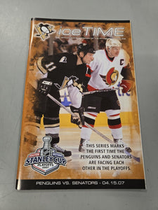 Apr 15 2007 Senators @ Penguins Playoff Program Sidney Crosby 3rd Career PO Goal