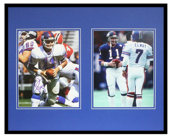 Phil Simms Signed Framed 16x20 Photo Set JSA Giants w/ John Elway