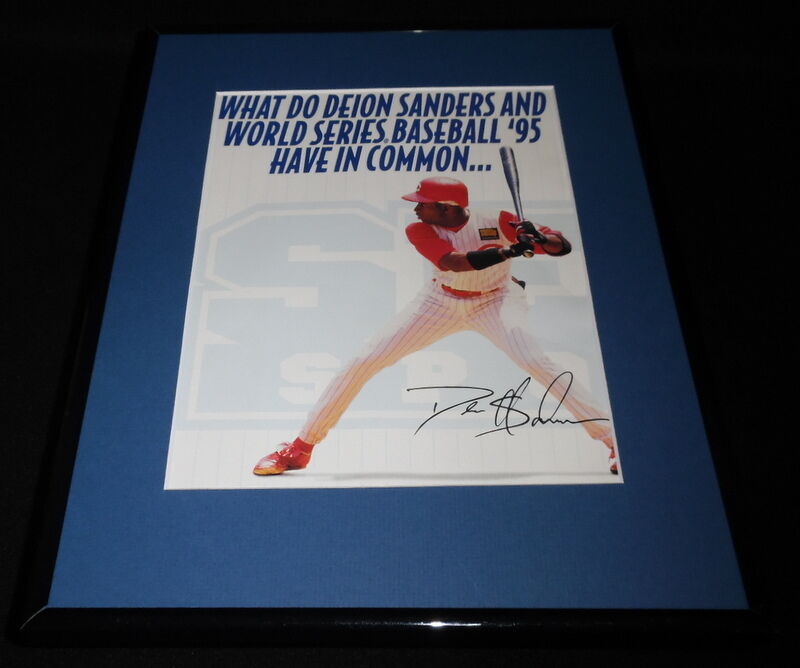 Deion Sanders Facsimile Signed Framed Sega World Series 1995 Advertising Display