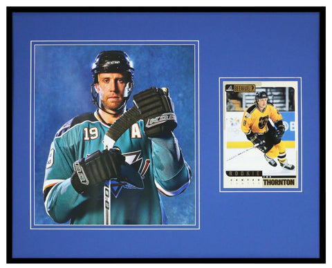 Joe Thornton Framed 16x20 Photo & VINTAGE Pinnacle Beehive Rookie Card Set 