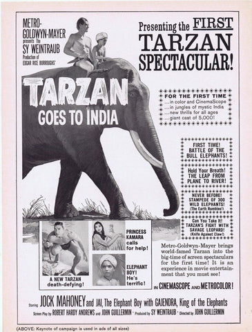 Tarzan Goes to India ORIGINAL Vintage 1962 9x12 Industry Ad Jock Mahoney