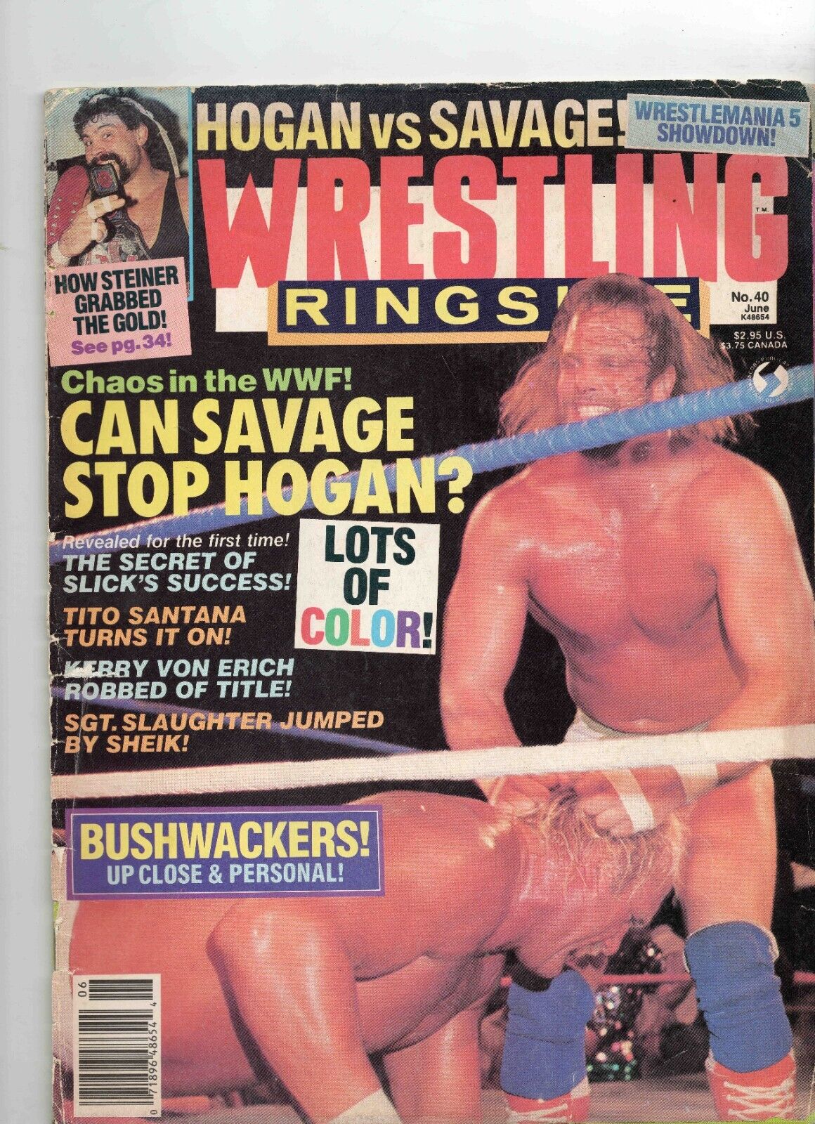 VINTAGE June 1989 Wrestling Ringside Magazine Hulk Hogan & Randy Savage