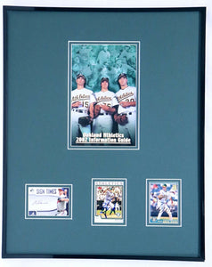 Mark Mulder Barry Zito & Tim Hudson Signed Framed 16x20 A's 2002 Media Guide Set