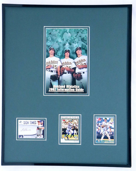 Mark Mulder Barry Zito & Tim Hudson Signed Framed 16x20 A's 2002 Media Guide Set