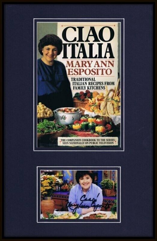 Mary Ann Esposito Signed Framed Photo & Cook Book Cover Display Ciao Italia