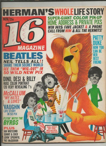 ORIGINAL Vintage November 1965 16 Magazine Beatles Sonny Cher Patty Duke