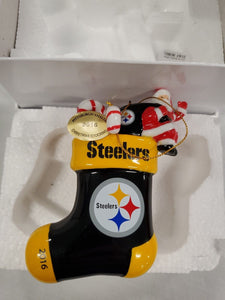 2016 Danbury Mint Pittsburgh Steelers Santa Claus Christmas Ornament w/ box