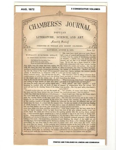 ORIGINAL Vintage August 1872 Chambers's Journal Set of 5 Consecutive Magazines