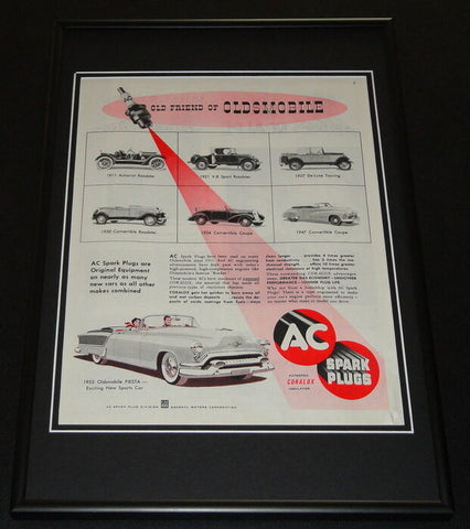 1953 AC Spark Plugs Olds Framed ORIGINAL 12x18 Vintage Advertisement Display