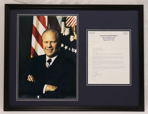 Gerald Ford Signed Framed 1971 Typed Letter & Photo Display