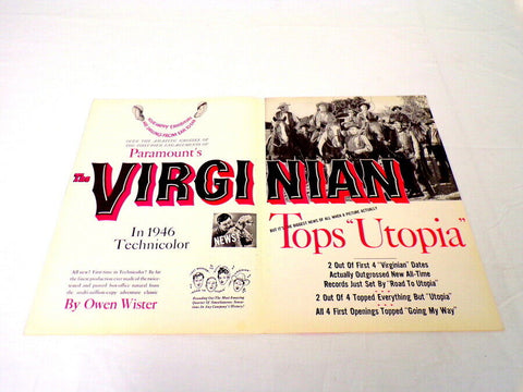 ORIGINAL Vintage 1946 The Virginian 12x18 Industry Ad Poster Joel McCrea