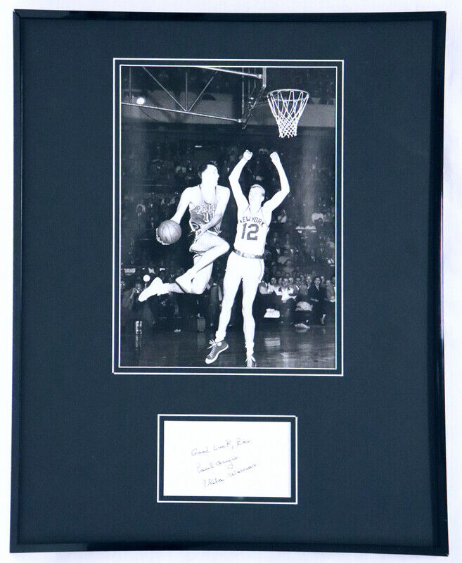 Paul Arizin Signed Framed 16x20 Photo Display JSA 76ers