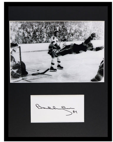 Bobby Orr Signed Framed 11x14 Photo Display Flying Goal Bruins