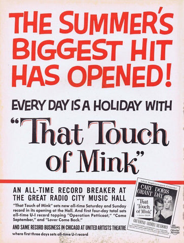 That Touch of Mink 1962 ORIGINAL Vintage 9x12 Industry Ad Doris Day Cary Grant