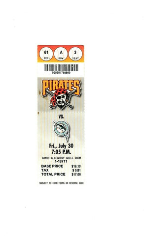 July 30 1999 Florida Marlins @ Pittsburgh Pirates Ticket Mark Kotsay 3 RBI