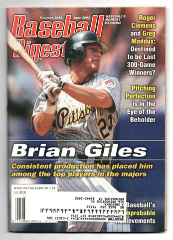 VINTAGE June 2003 Baseball Digest Magazine Brian Giles Greg Maddux