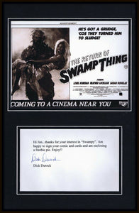 Dick Durock Signed Framed Note & Photo Display Return of Swamp Thing