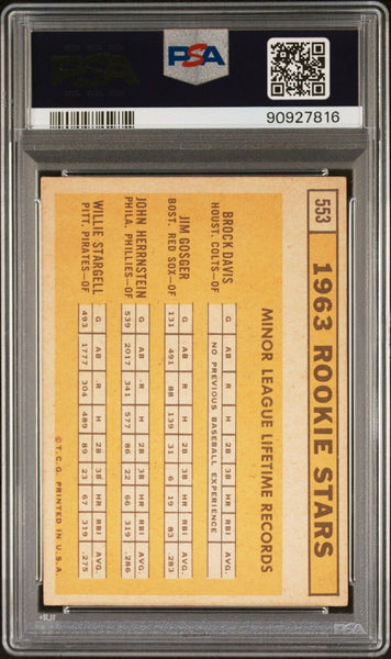 1963 Topps Willie Stargell Autograph Rookie RC #553 PSA/DNA 10 Pirates