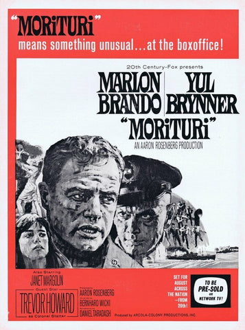 Morituri 1965 ORIGINAL Vintage 9x12 Industry Ad Marlon Brando Yul Brynner