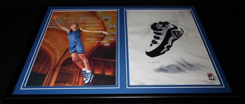 Grant Hill 1995 Fila Framed 12x18 ORIGINAL Advertising Display Pistons Duke