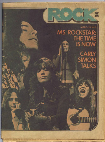 ORIGINAL Vintage March 13 1972 Rock Magazine Carly Simon Rolling Stones